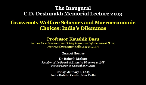 The Inaugural C.D. Deshmukh Memorial Lecture 2013