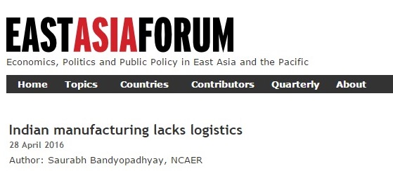 Indian manufacturing lacks logistics