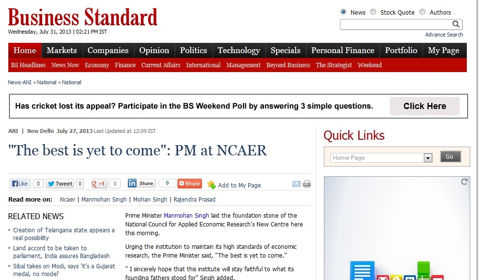 The best is yet to come: PM at NCAER