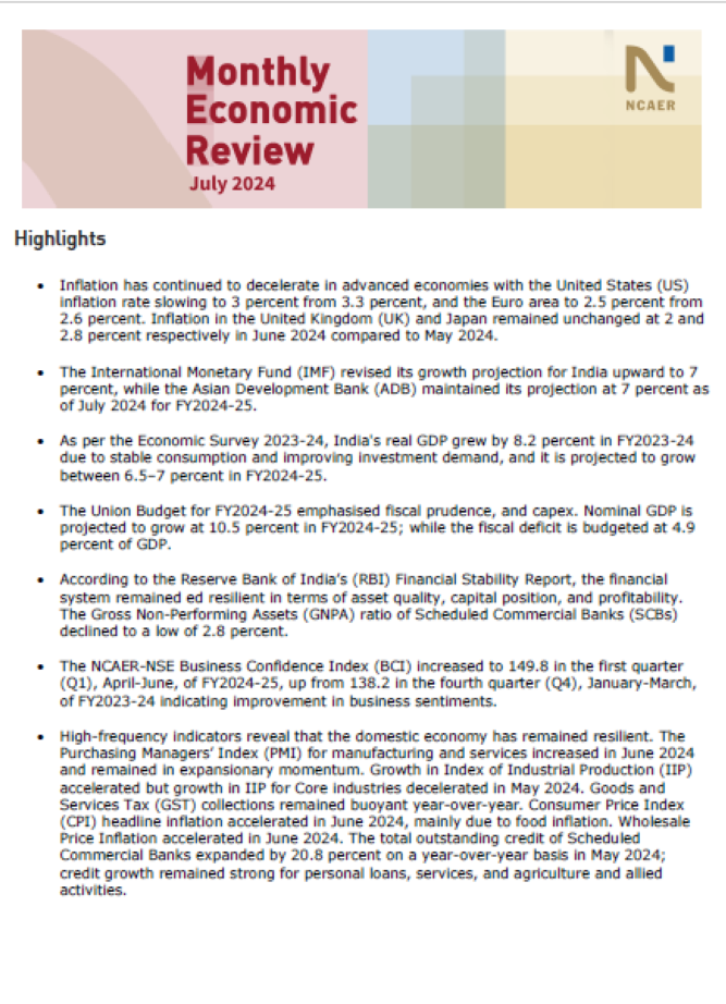 Monthly Economic Review – July 2024