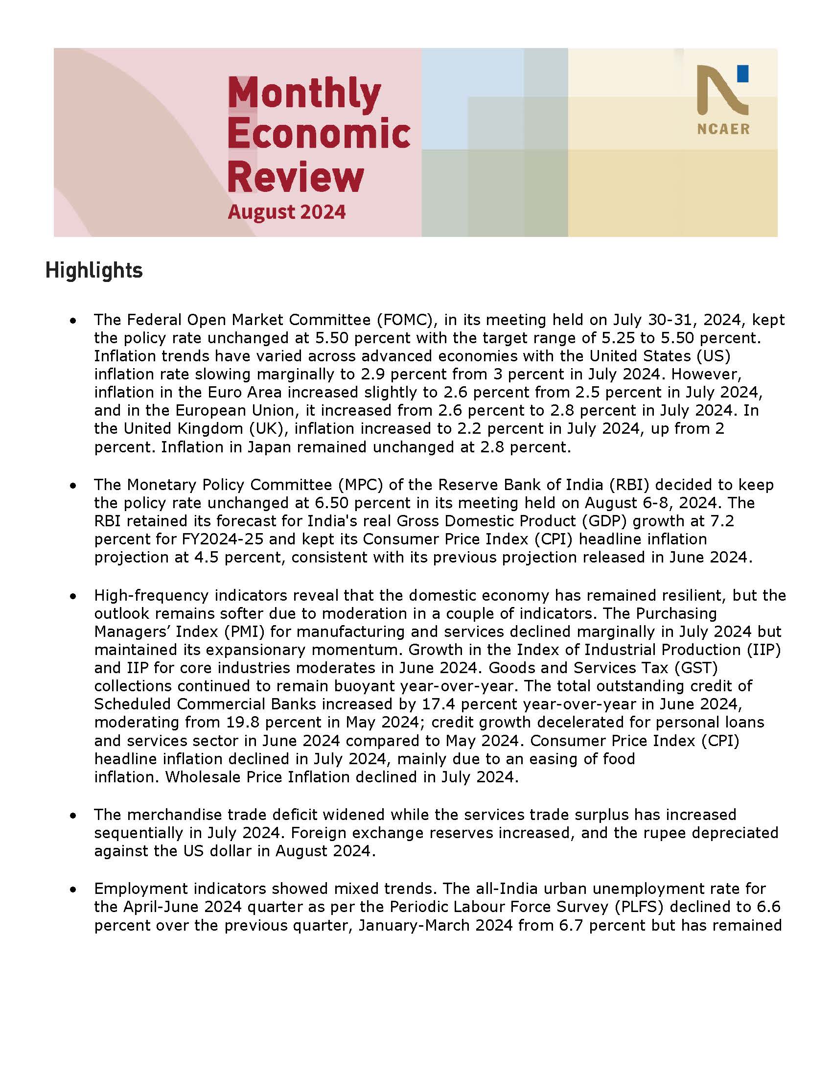 Monthly Economic Review: August 2024