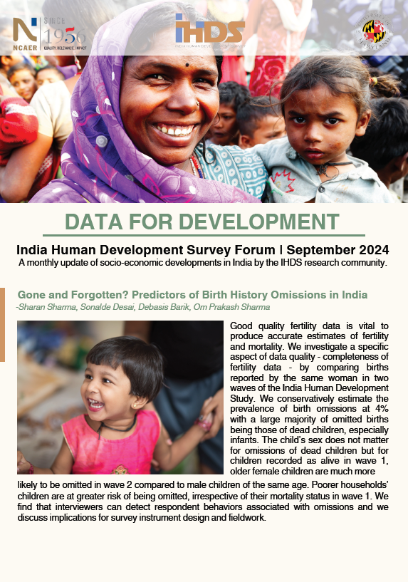 India Human Development Survey: September 2024