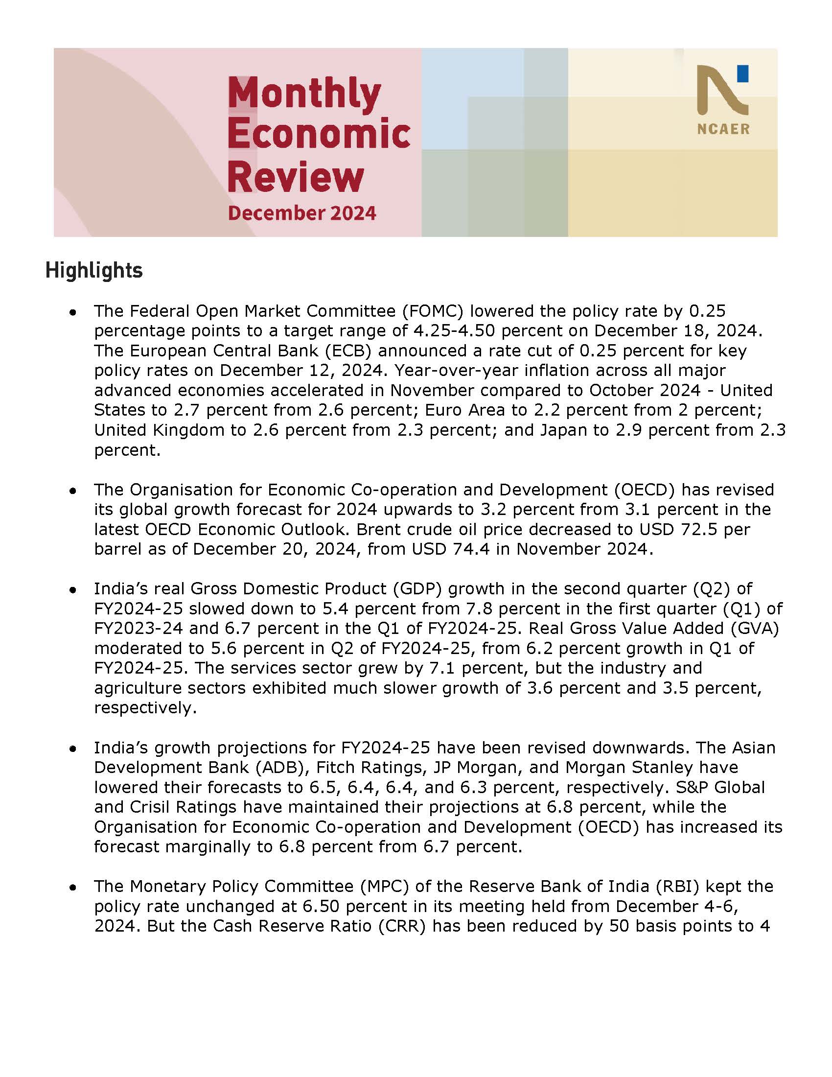 Monthly Economic Review: December 2024