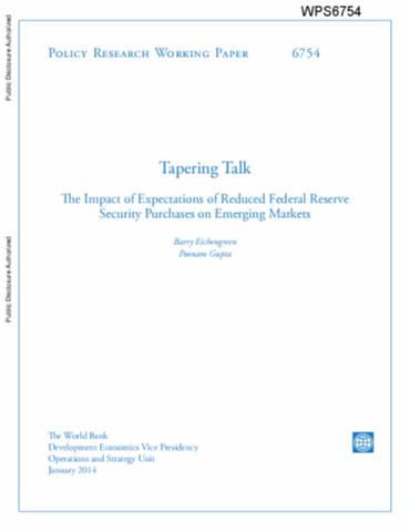 Tapering Talk: The Impact of Expectations of Reduced Federal Reserve Security Purchases on Emerging Markets