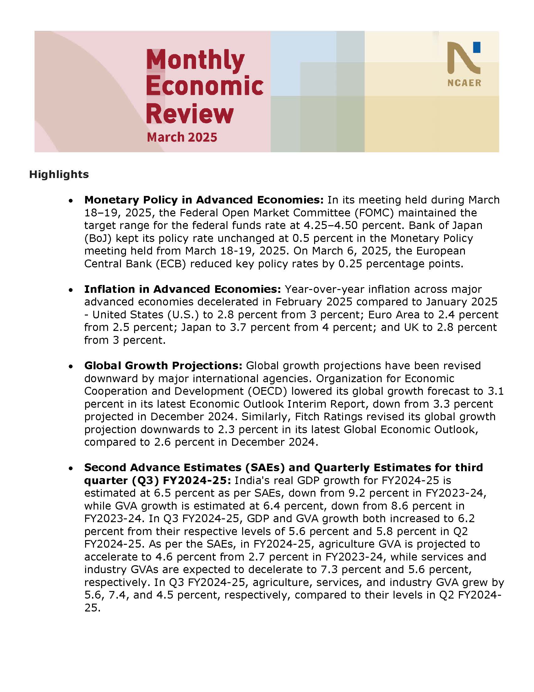 Monthly Economic Review: March 2025
