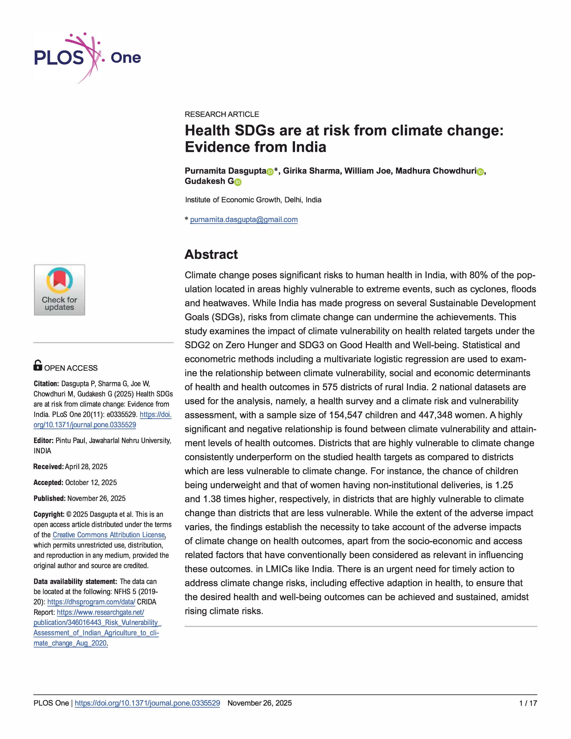 Health SDGs are at risk from climate change: Evidence from India