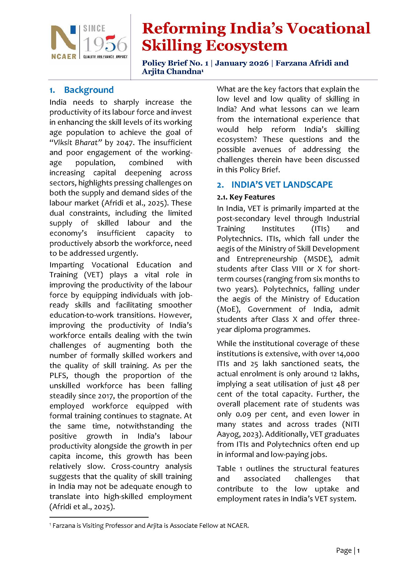 Reforming India’s Vocational Skilling Ecosystem