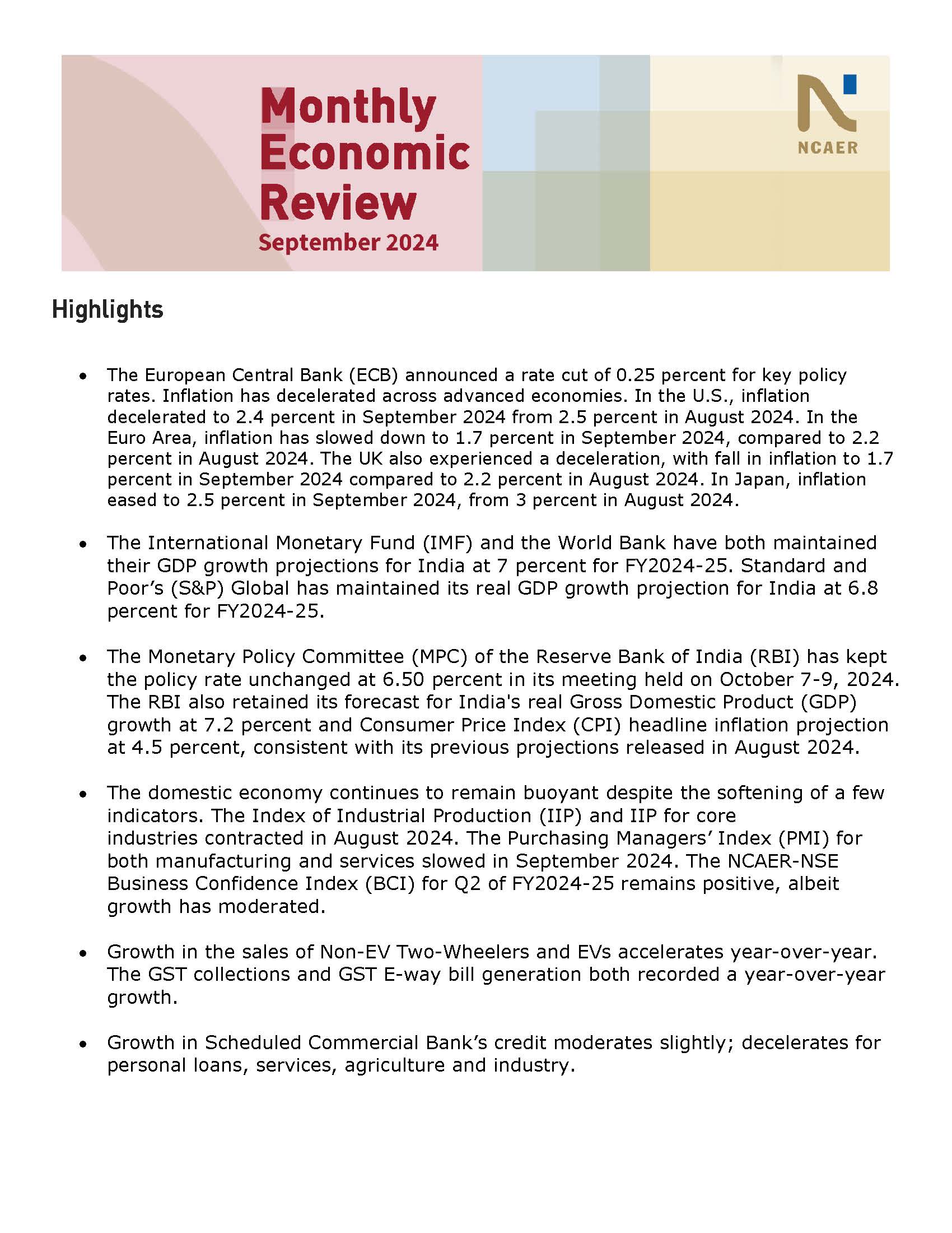 Monthly Economic Review: September 2024