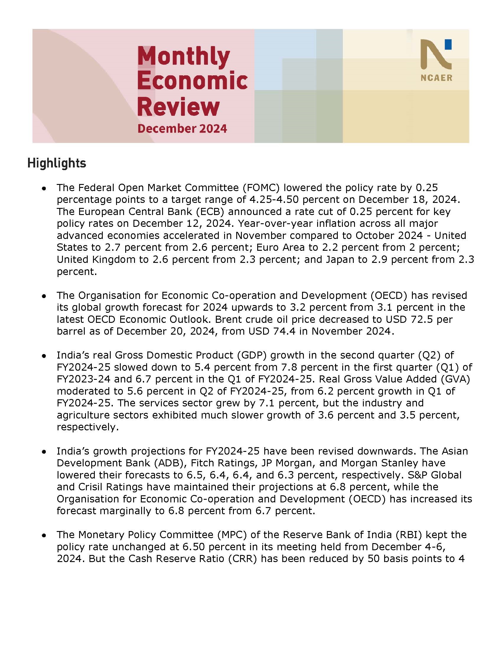 Monthly Economic Review – December 2024